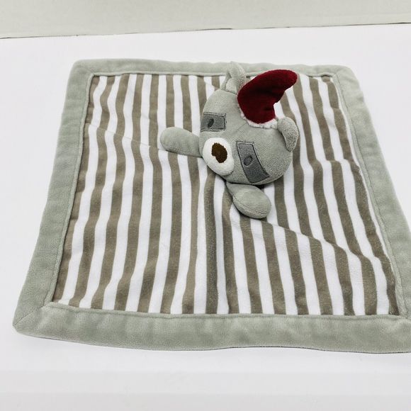 Levtex Baby Lovey Raccoon w/Santa Hat Gray White Striped Security Blanket Read - Picture 2 of 11
